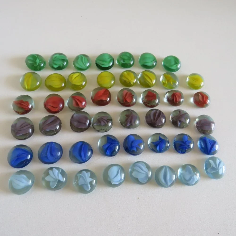 MANCALA GAME Solid Oak Wood Tray, Metal box & 47 Marbles